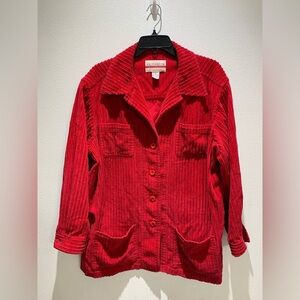 Outerwear Essentials Women's Corduroy Jacket Vintage Red Button Down Size XL